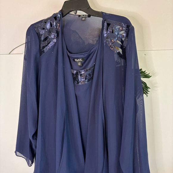 S.L. Fashions Womens Plus Size Embellished Tiered Jacket Dress Size 16 - Picture 12 of 14